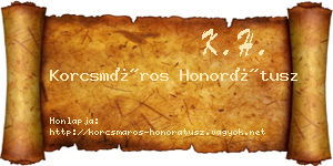 Korcsmáros Honorátusz névjegykártya